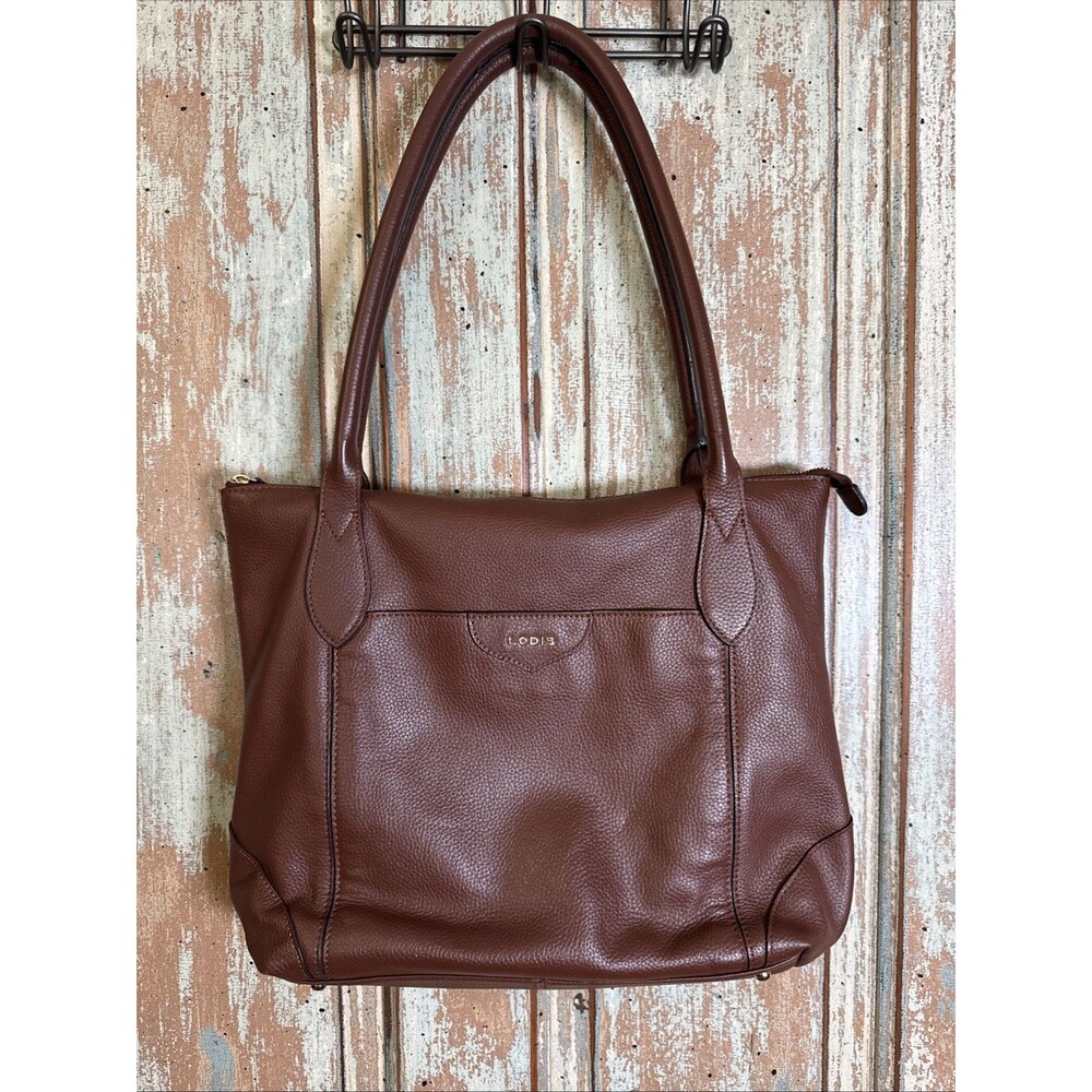 LODIS Large Brown 100% Pebble Leather Exterior - Polyester Inside Shoulder Bag - Picture 1 of 13